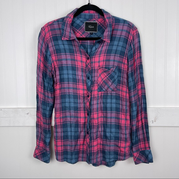 RAILS Blue & Pink Hunter Plaid Button Down Shirt - Picture 2 of 7